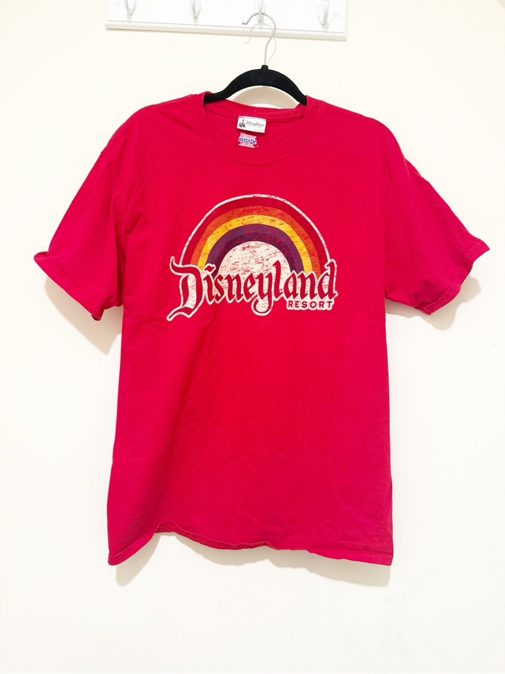 Disney Pink Kids Short Sleeve Tee with Rainbow Graphic